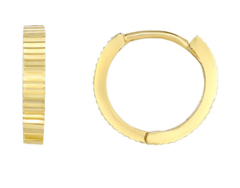 14K Gold Linear Diamond Cut Huggie Earring | Luby Gold Collection | Luby 