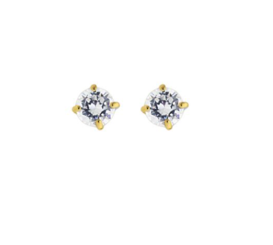 14K Gold 4mm Round CZ Stud Earring | Luby Gold Collection | Luby 