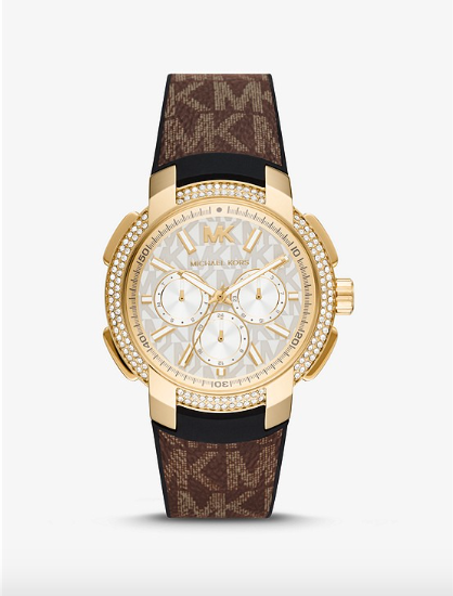 Michael Kors- Oversized Pavé Gold-Tone and Logo Sport Watch | Michael Kors | Luby 