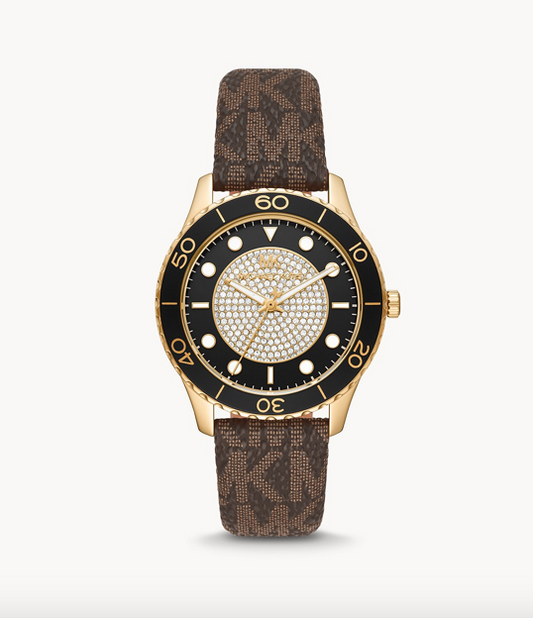 Michael Kors Runway Three-Hand Brown PVC Watch | Michael Kors | Luby 