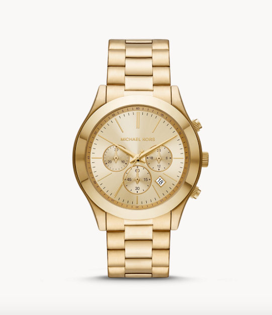 Michael Kors Slim Runway Chronograph Gold-Tone Stainless Steel Watch ...