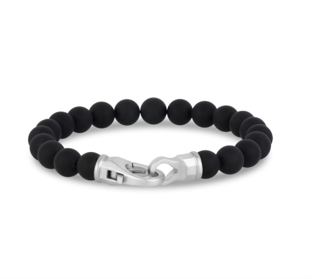 Brazalete de cuentas de ónix negro mate de 8 mm