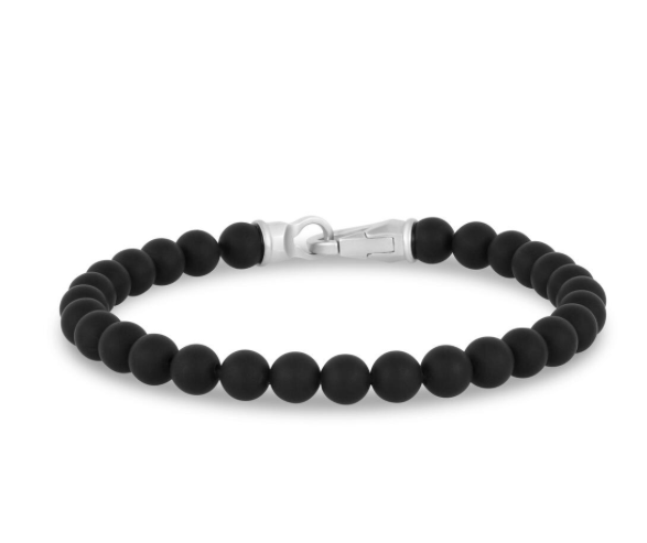 6mm Matte Black Onyx Bead Bracelet | ARZ Steel | Luby 