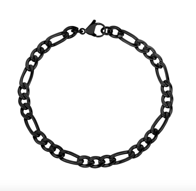 Brazalete de eslabones Figaro negros de 5 mm