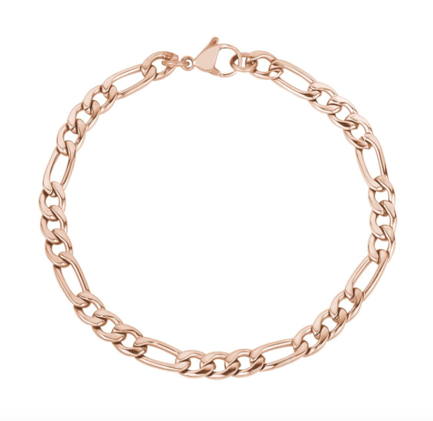 5mm Rose Gold Figaro Link Bracelet | ARZ Steel | Luby 