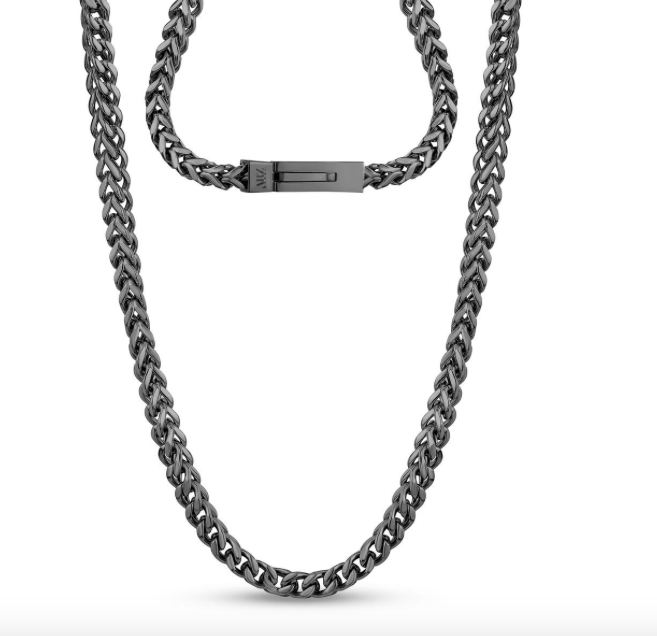 6mm Gun Metal Franco Necklace | ARZ Steel | Luby 