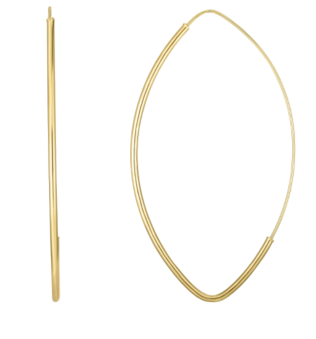 14K Gold Large Polished Marquise Fashion Hoop Earring | Luby Gold Collection | Luby 