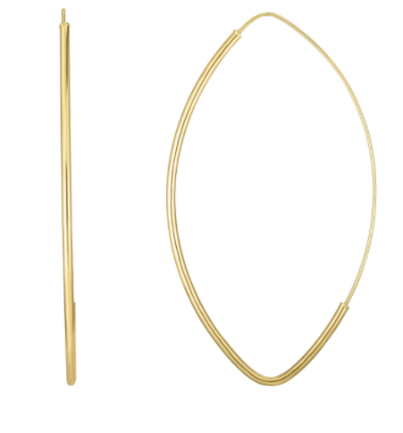 14K Gold Large Polished Marquise Fashion Hoop Earring
