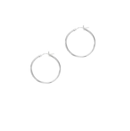 14K Gold 2x30mm Hoop White Gold | Luby Gold Collection | Luby 