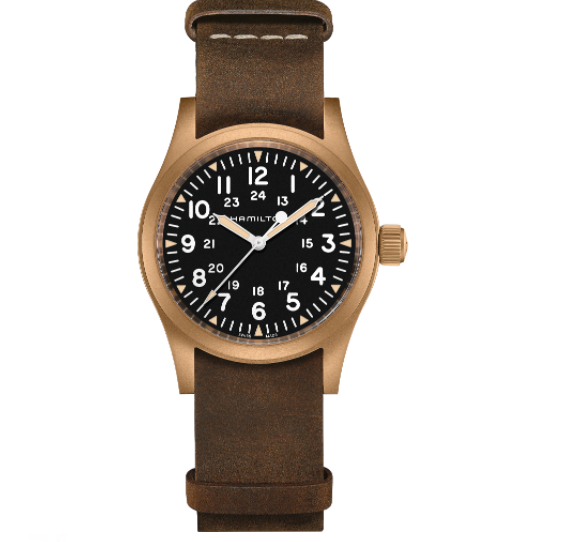 Khaki Field Mechanical Bronze - Black Dial Brown Bracelet | Hamilton | Luby 
