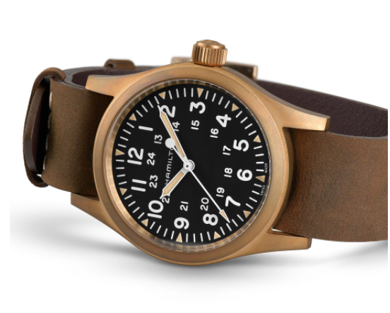 Khaki Field Mechanical Bronze - Black Dial Brown Bracelet | Hamilton | Luby 