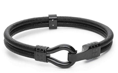 Clint Black Leather Bracelet (Black) | Brosway Italia | Luby 