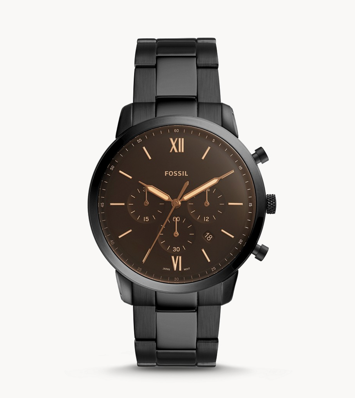 Neutra Chronograph Black Stainless Steel Watch | Fossil | Luby 