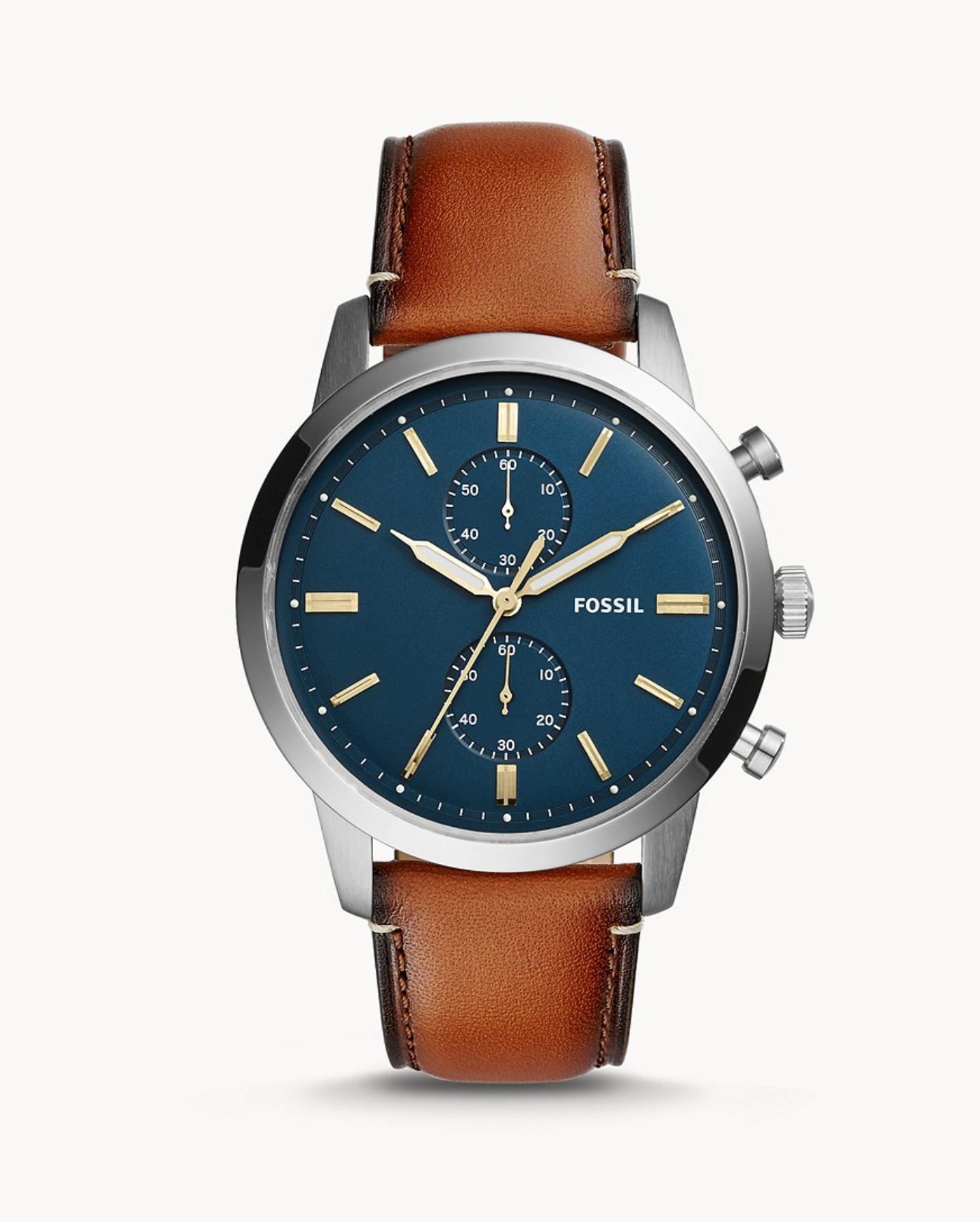 Townsman 44mm Chronograph Luggage Leather Watch | Fossil | Luby 