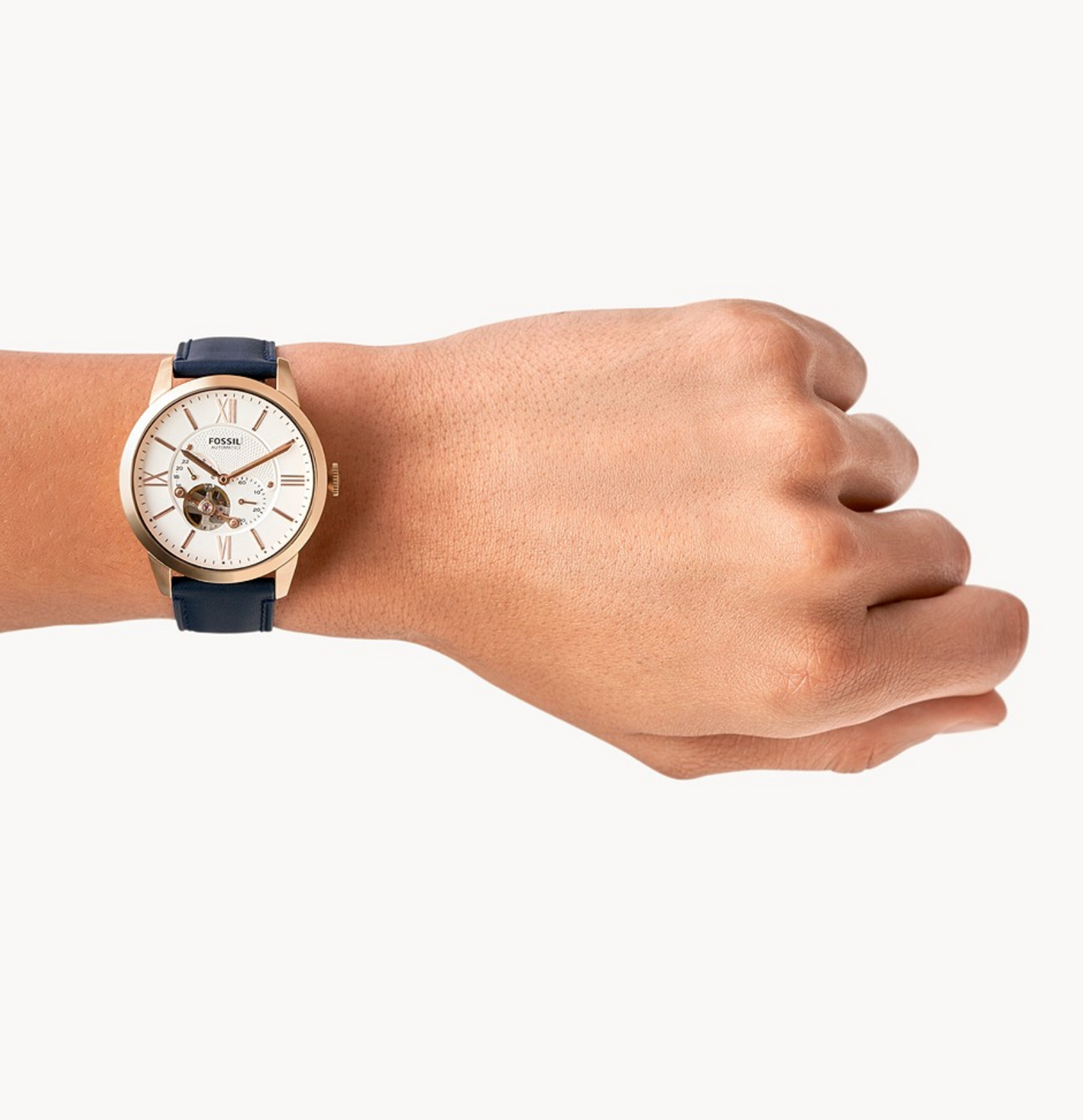 Townsman Automatic Navy Leather Watch | Fossil | Luby 