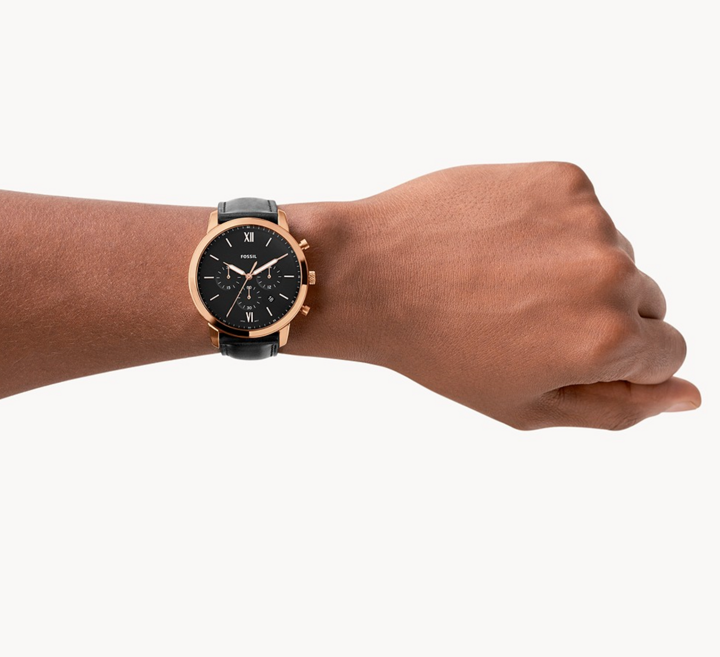 Neutra Chronograph Black Leather Watch | Fossil | Luby 