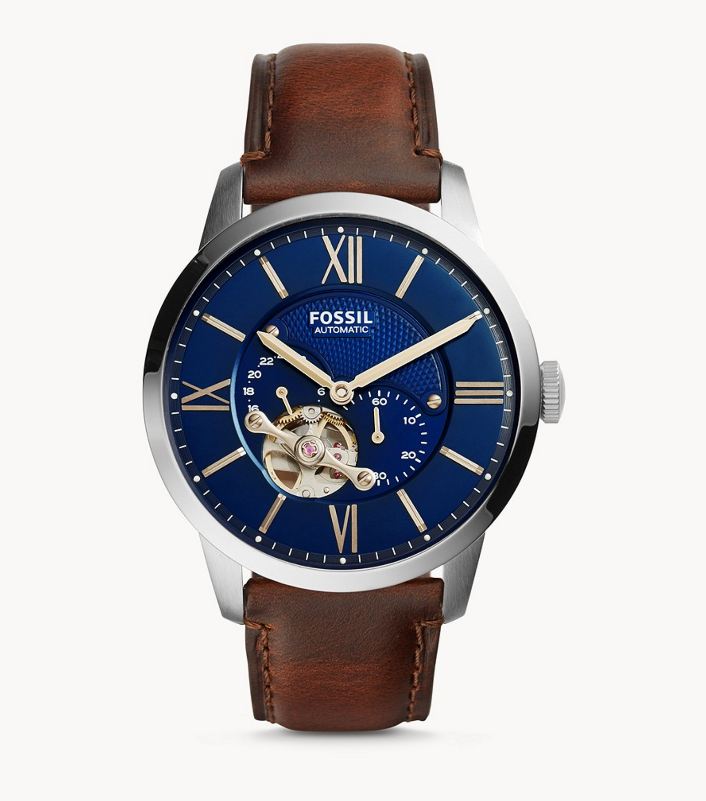 Townsman Automatic Brown Leather Watch | Fossil | Luby 