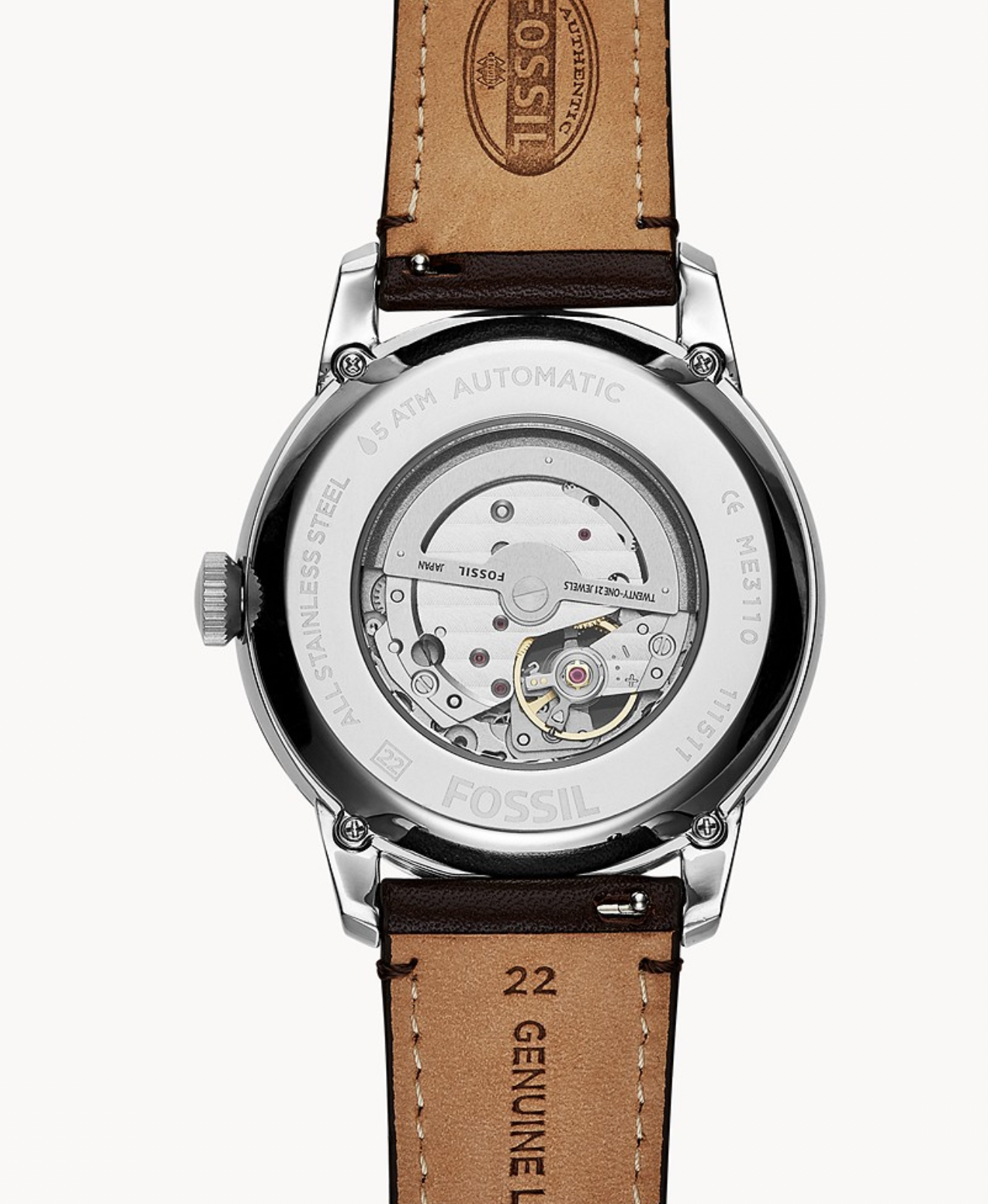 Townsman Automatic Brown Leather Watch | Fossil | Luby 