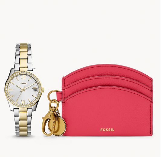 Scarlette Mini Three-Hand Two-Tone Stainless Steel Watch and Wallet Box Set | Fossil | Luby 
