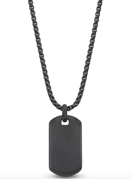 Gun Metal Reversible Matte Dog Tag W/26" Chain | ARZ Steel | Luby 