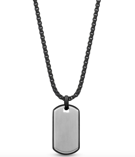 Gun Metal Reversible Matte Dog Tag W/26" Chain | ARZ Steel | Luby 