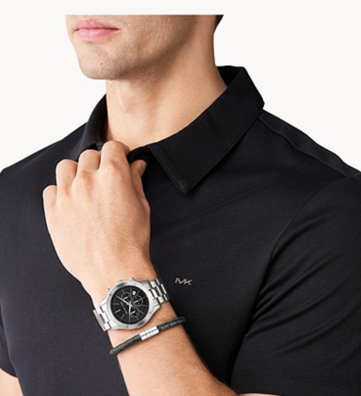 Michael Kors Slim Runway Chronograph Stainless Steel Watch and PVC Bracelet Set | Michael Kors | Luby 