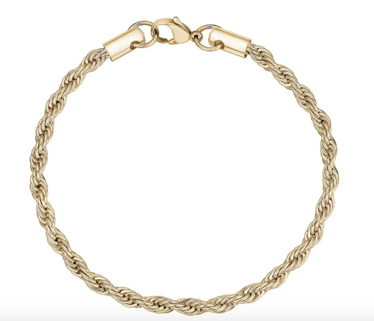 4mm Gold Unisex Rope Bracelet | ARZ Steel | Luby 