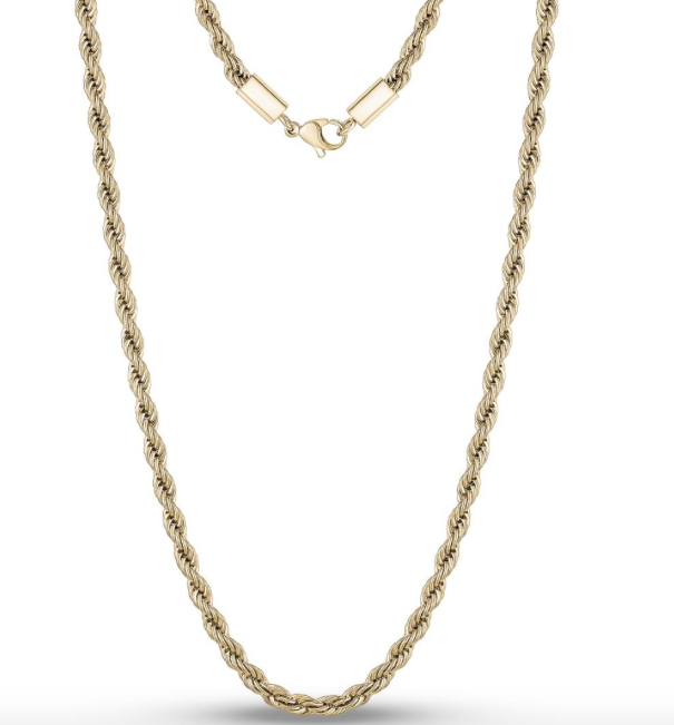 4mm Unisex Gold Steel Rope Chain