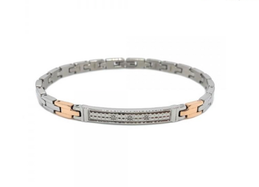 Silver Three Clear Stone Rose Gold Accent | Zancan | Luby 