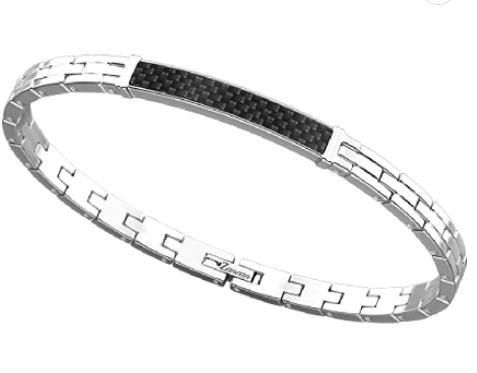 Stainless Steel Black Carbon Rectangle Accent Bracelet | Zancan | Luby 