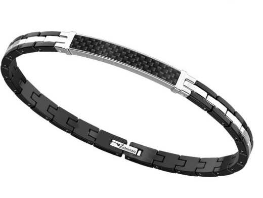 Rectangle Two Tone Black Carbon Silver Bracelet | Zancan | Luby 