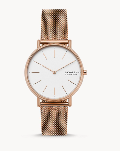 Reloj Signatur de malla de acero en tono rosa