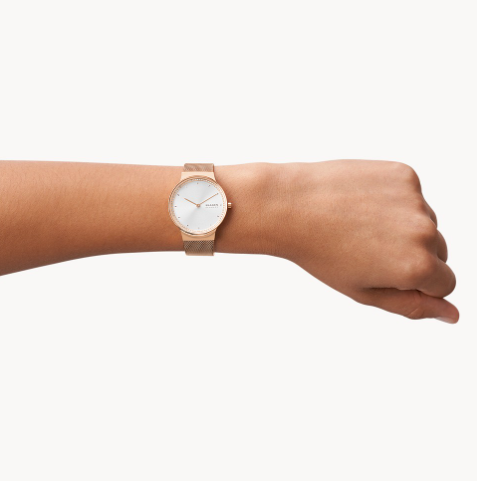 Freja Two-Hand Rose Gold-Tone Stainless Steel Mesh Watch | Skagen | Luby 