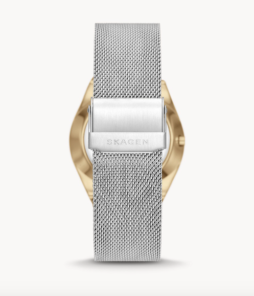 Grenen Three-Hand Date Silver Stainless Steel Mesh Watch | Skagen | Luby 