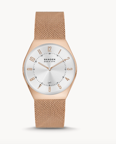Grenen Three-Hand Date Rose Gold Stainless Steel Mesh Watch | Skagen | Luby 