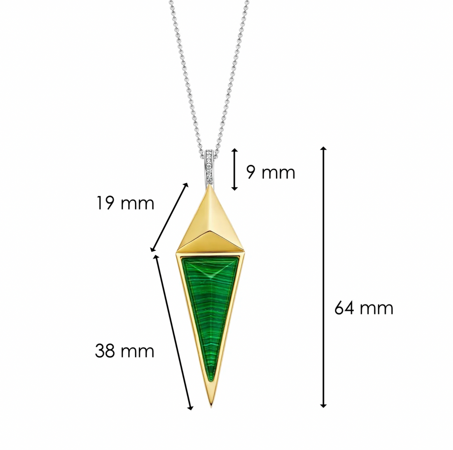 Ti Sento Diamond Shape Malachite & Gold Necklace | Ti Sento Milano | Luby 