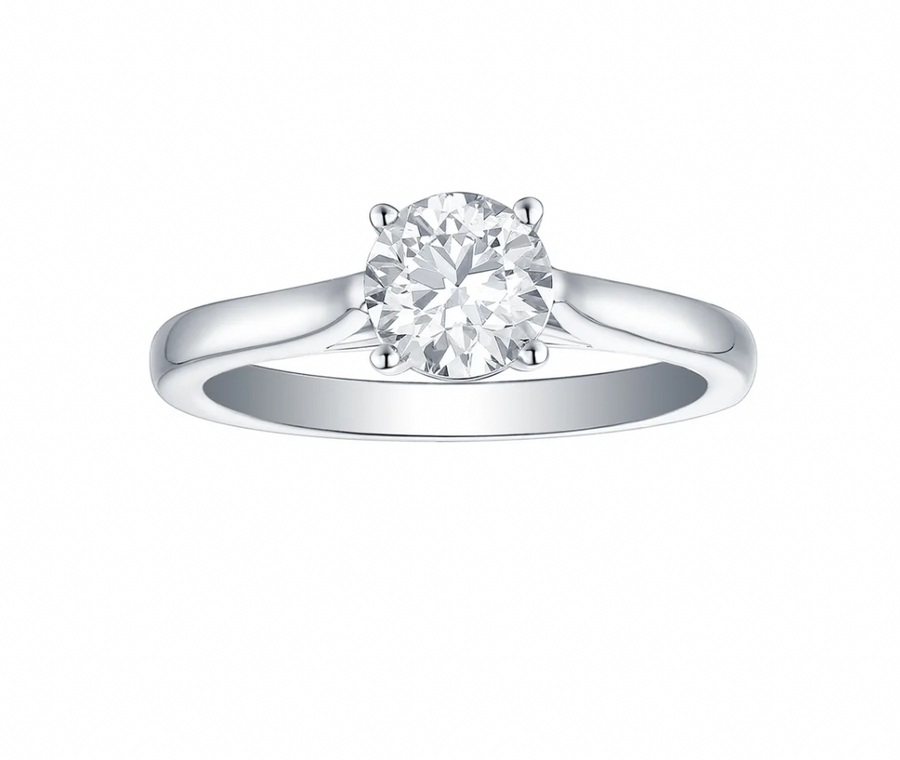 Anillo de compromiso con solitario cultivado en laboratorio de 14K