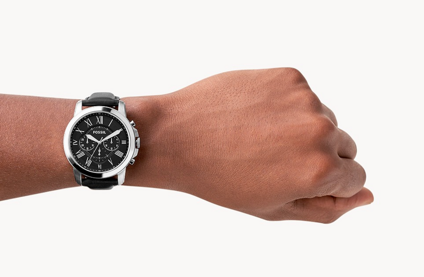 Grant Chronograph Black Leather Watch | Fossil | Luby 