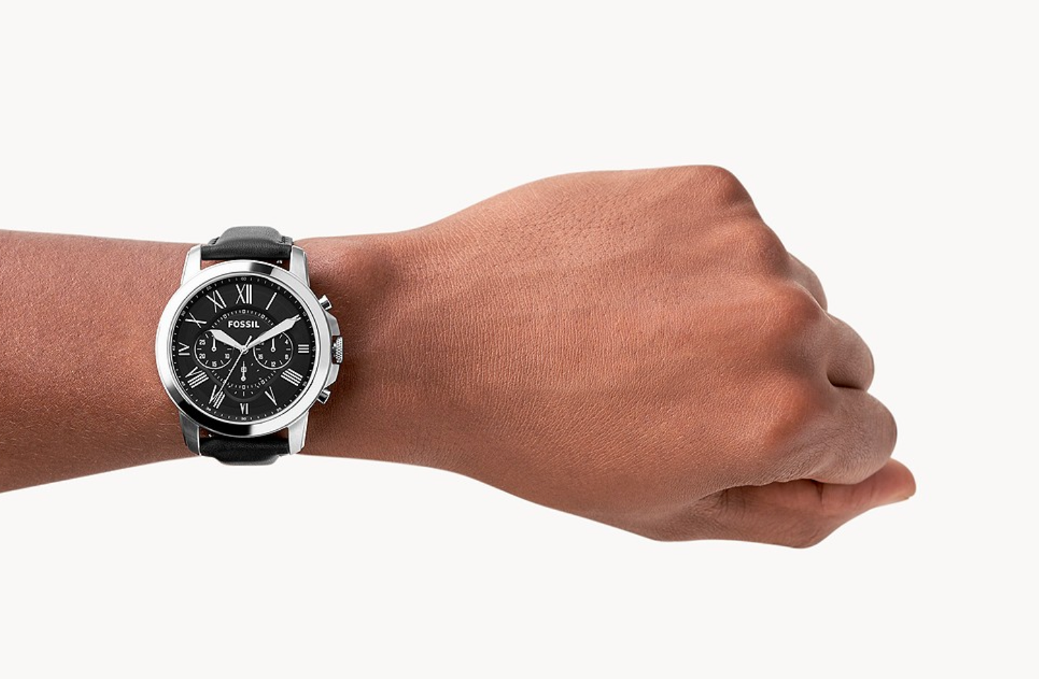 Grant Chronograph Black Leather Watch | Fossil | Luby 
