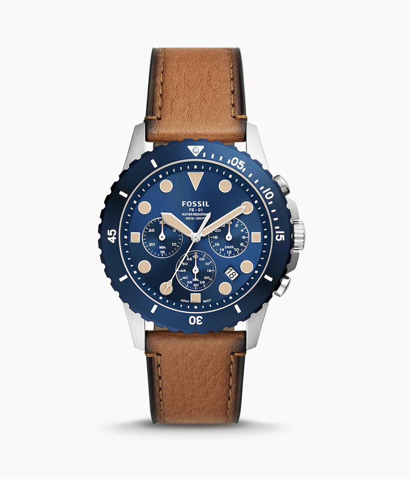 Chronograph Tan Eco Leather Watch | Fossil | Luby 