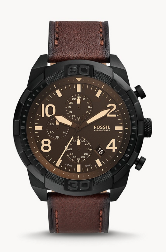 Bronson Chronograph Dark Brown Eco Leather Watch | Fossil | Luby 