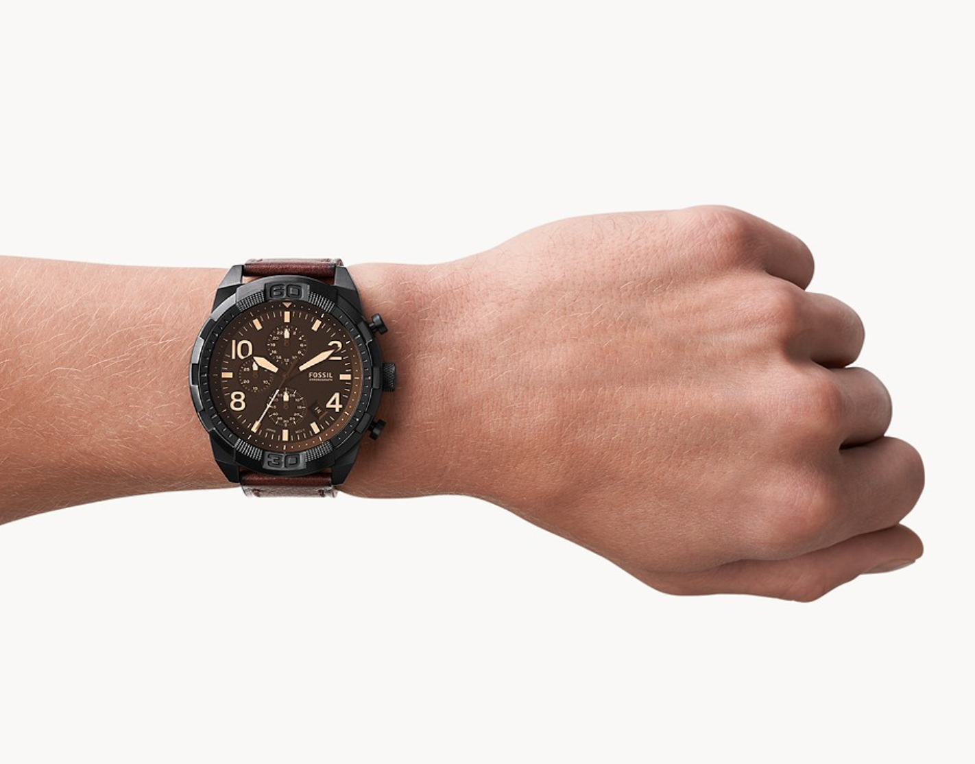 Bronson Chronograph Dark Brown Eco Leather Watch | Fossil | Luby 
