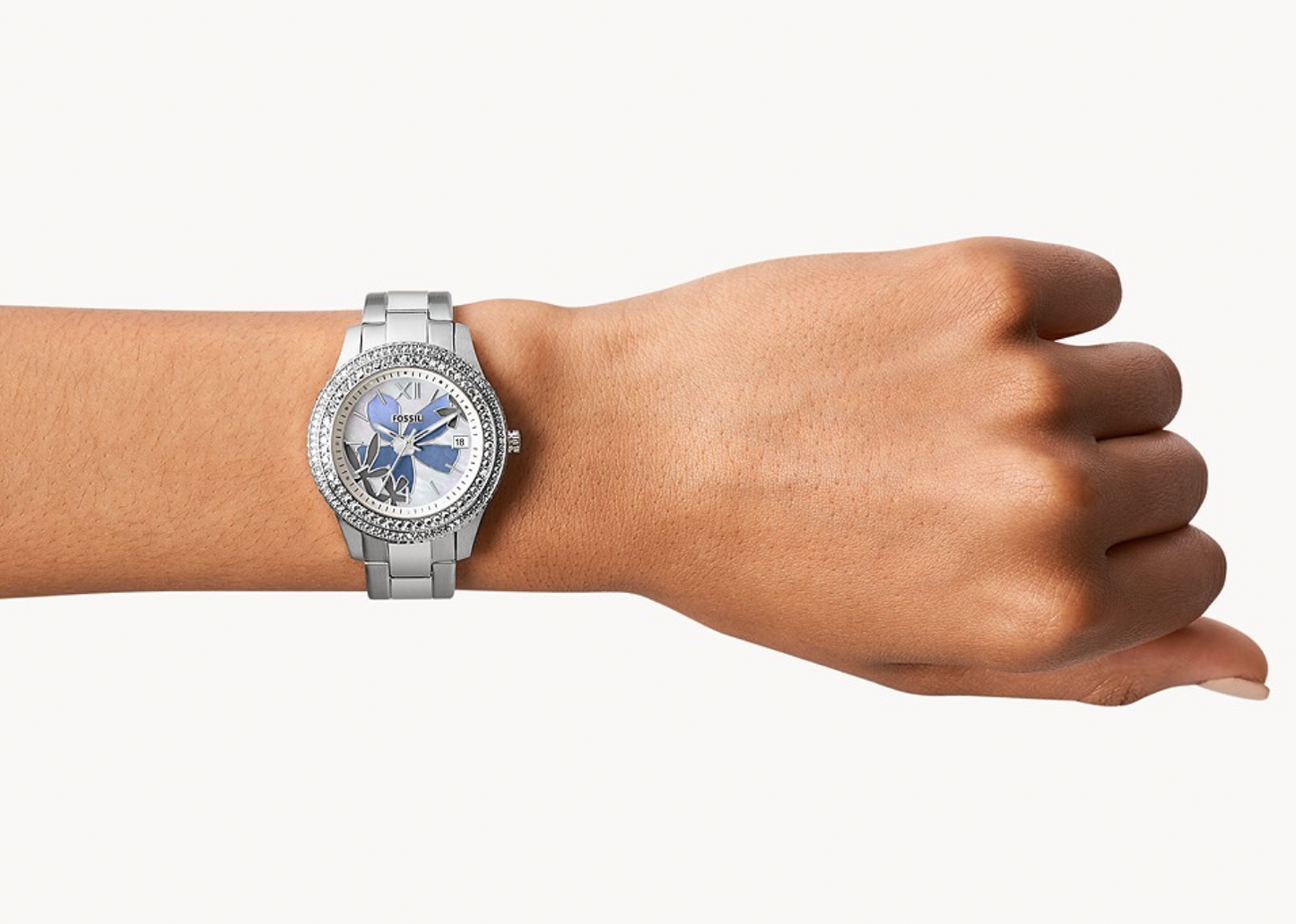 Stella Three-Hand Date Stainless Steel Watch | Fossil | Luby 