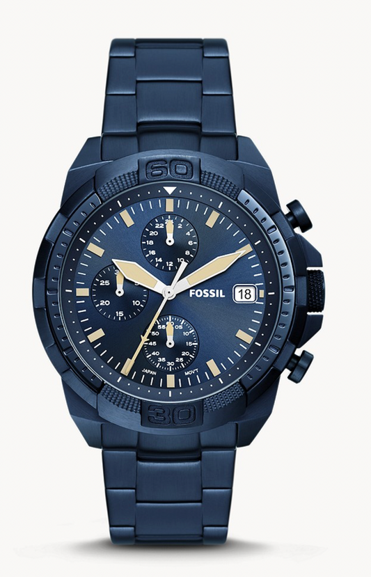 Bronson Chronograph Navy Stainless Steel Watch | Fossil | Luby 