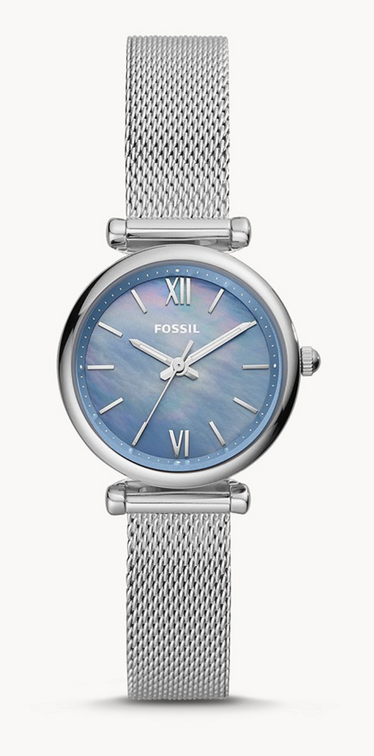 Carlie Mini Three-Hand Stainless Steel Mesh Watch | Fossil | Luby 