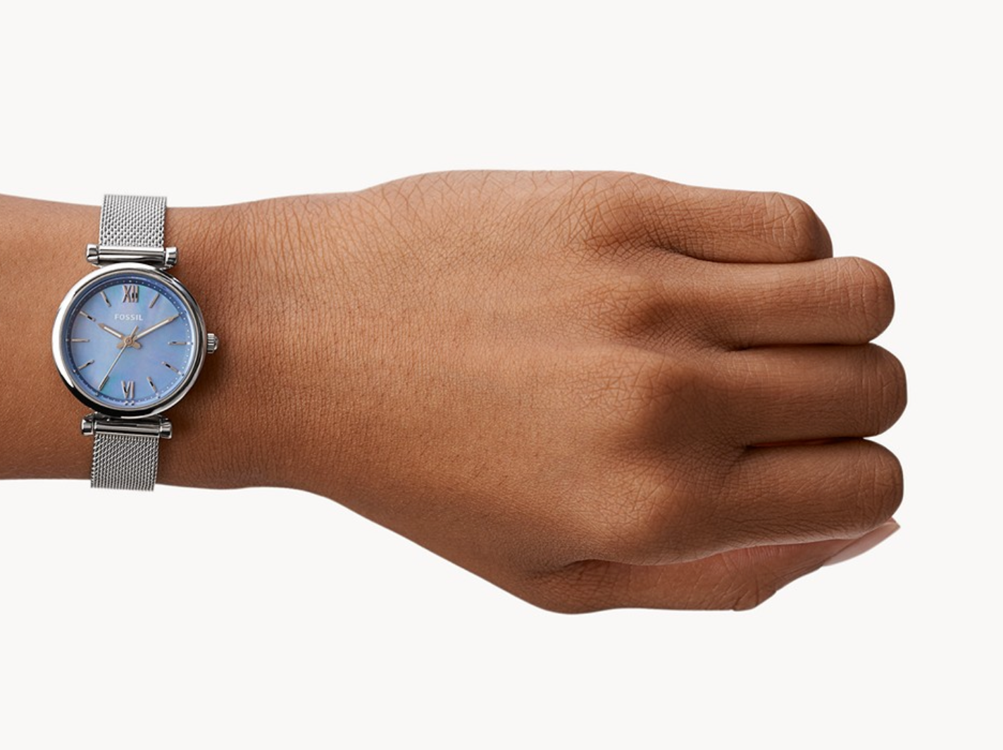 Carlie Mini Three-Hand Stainless Steel Mesh Watch | Fossil | Luby 