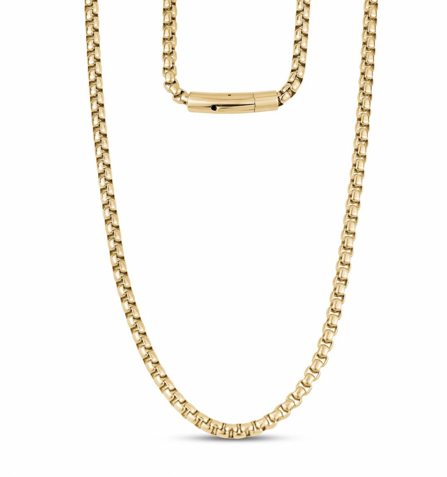 5mm Gold Steel Box Link Necklace | ARZ Steel | Luby 