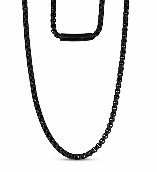 5mm Black Steel Box Link Necklace | ARZ Steel | Luby 