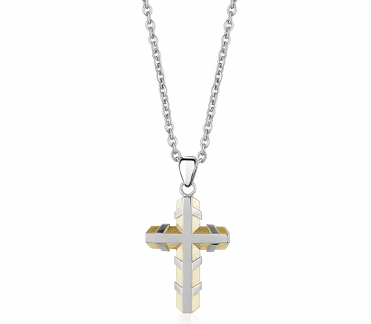 Gold and Steel Cross Pendant | ARZ Steel | Luby 