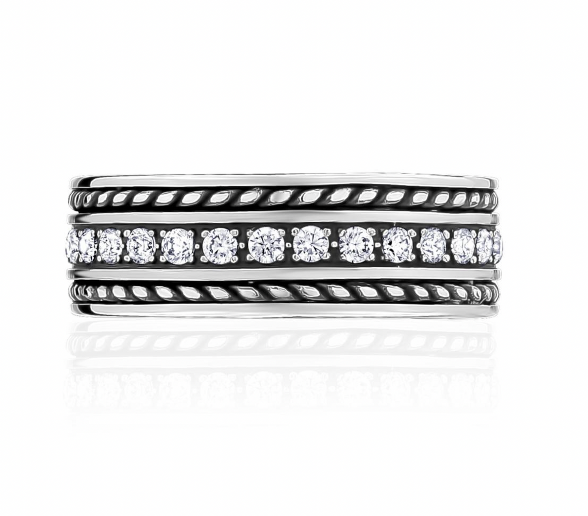 Detailed White C.Z Ring | ARZ Steel | Luby 